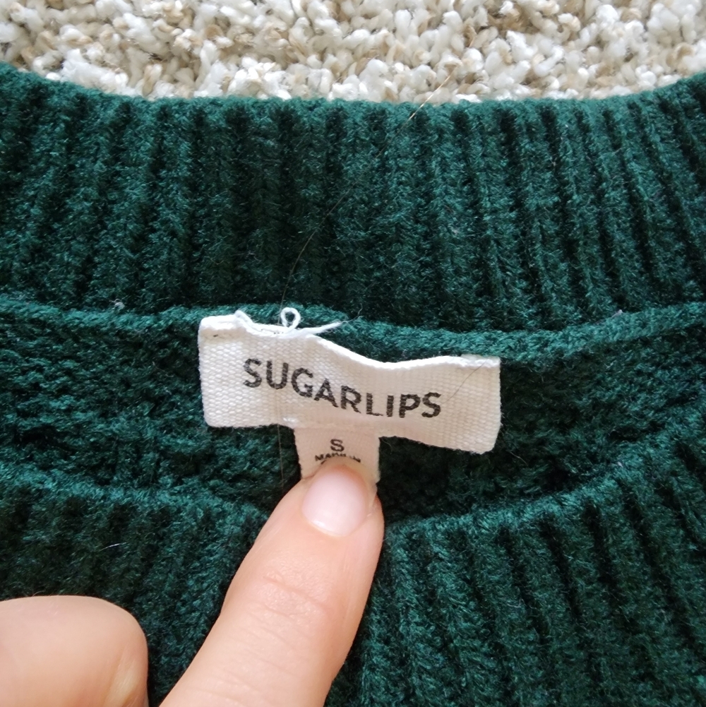 Sugarlips EuC Green Cableknit Sweater - Picture 2 of 3